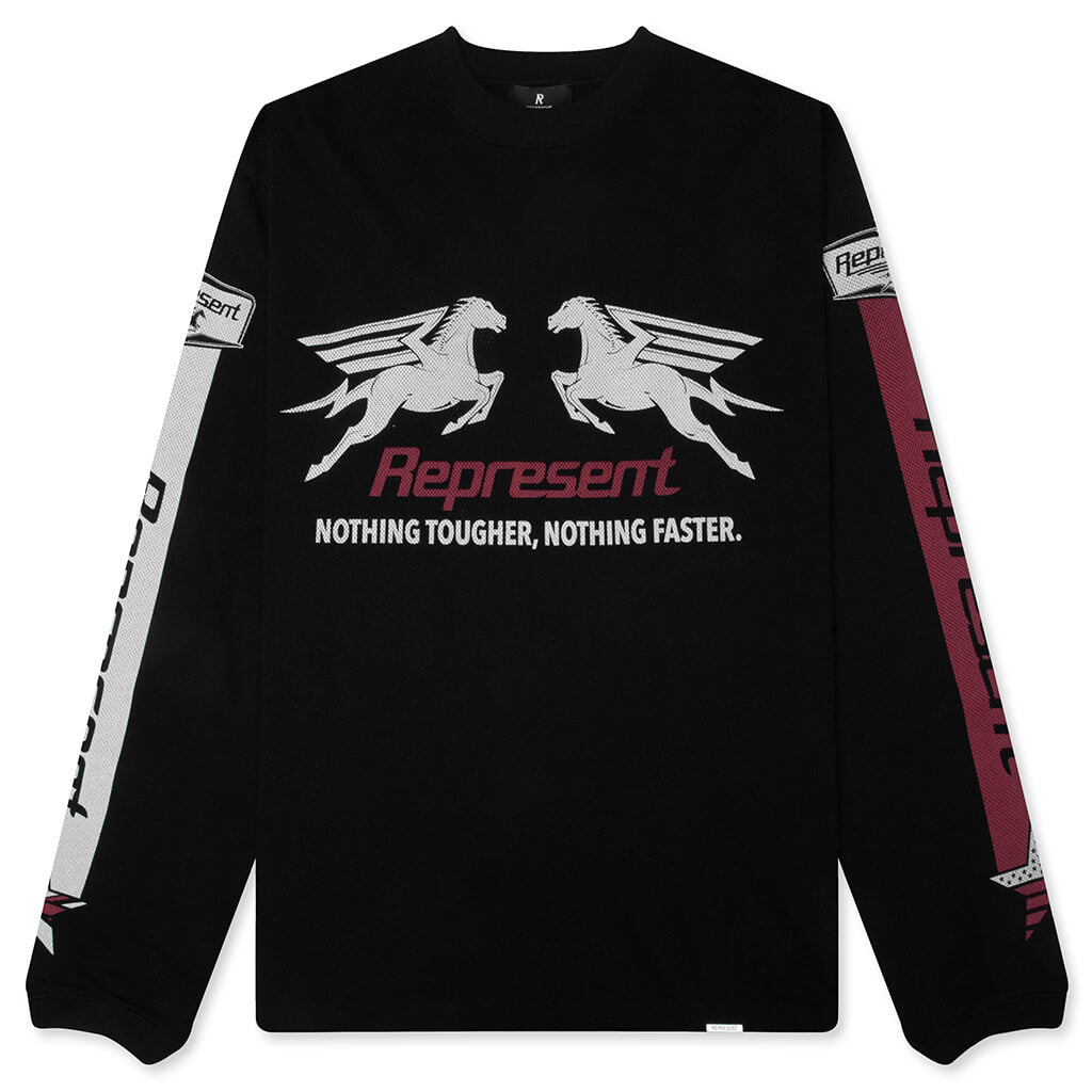Mesh Pegasus Long Sleeve T-Shirt - Jet Black