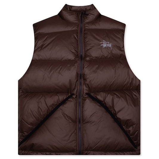 Micro Ripstop Down Vest - Brown