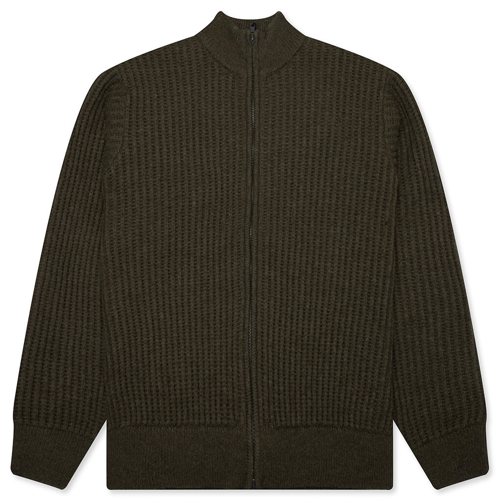 Military Patch Zip Sweater - Green