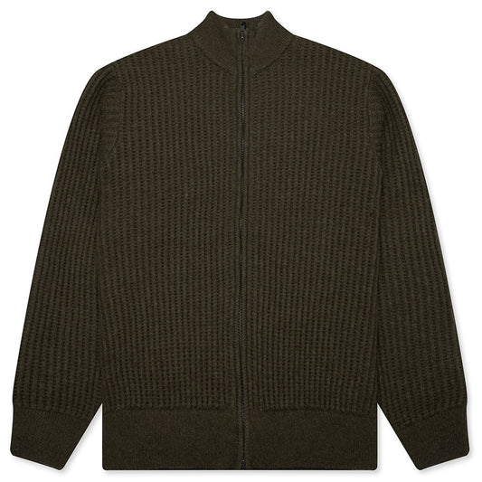 Military Patch Zip Sweater - Green