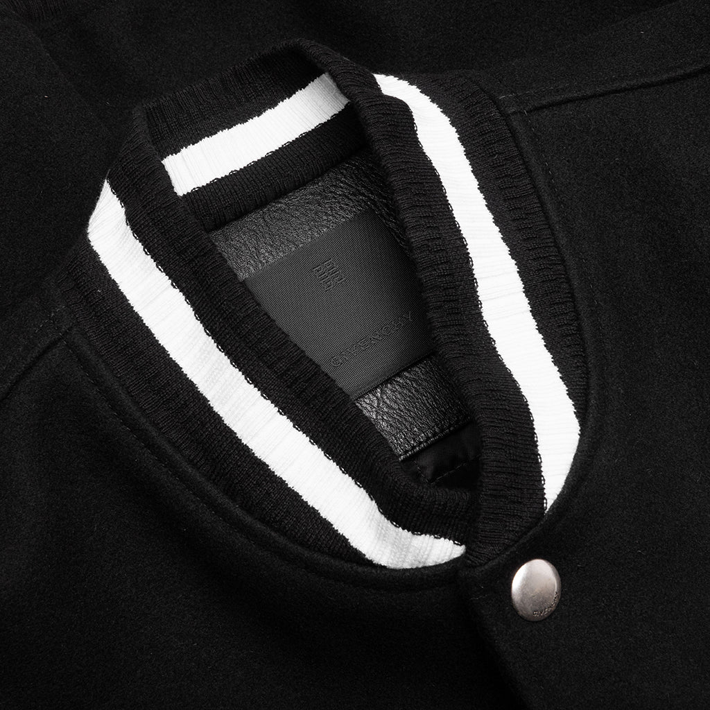 Wool and Leather 4G Varsity Jacket - Black