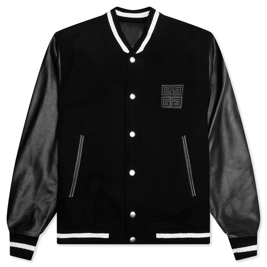 Wool and Leather 4G Varsity Jacket - Black