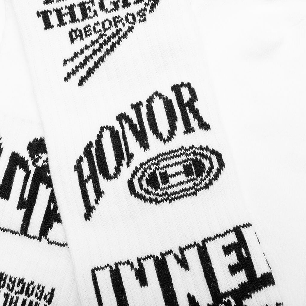 Mixed Graphic Ribbed Sock - White