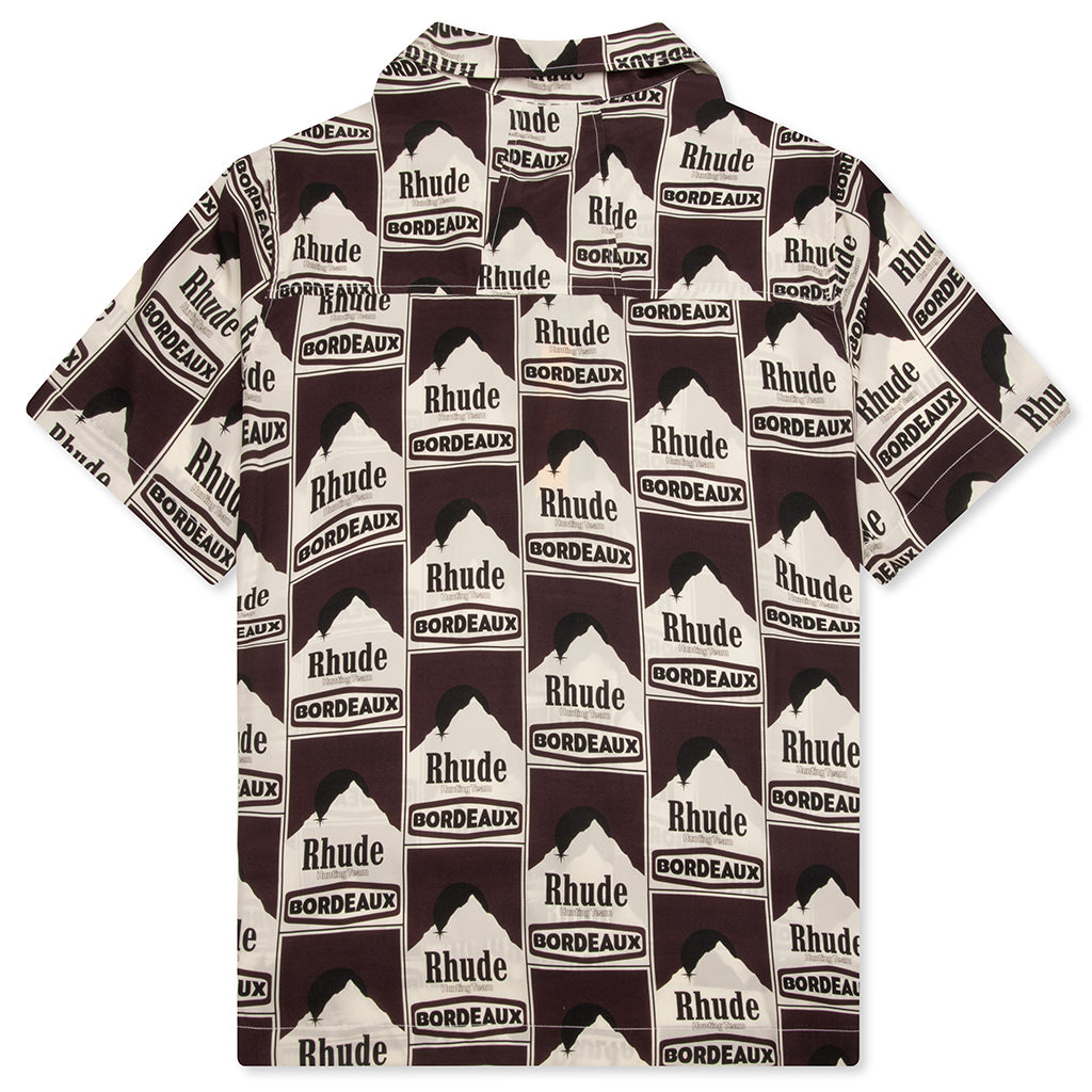 Moonlight Bordeaux Silk Shirt - Maroon/Off White