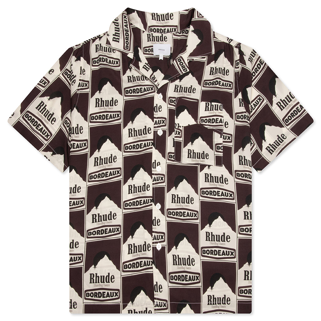 Moonlight Bordeaux Silk Shirt - Maroon/Off White