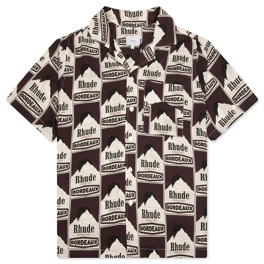 Moonlight Bordeaux Silk Shirt - Maroon/Off White