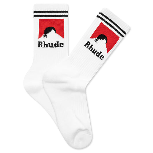 Moonlight Sock - White/Black/Red