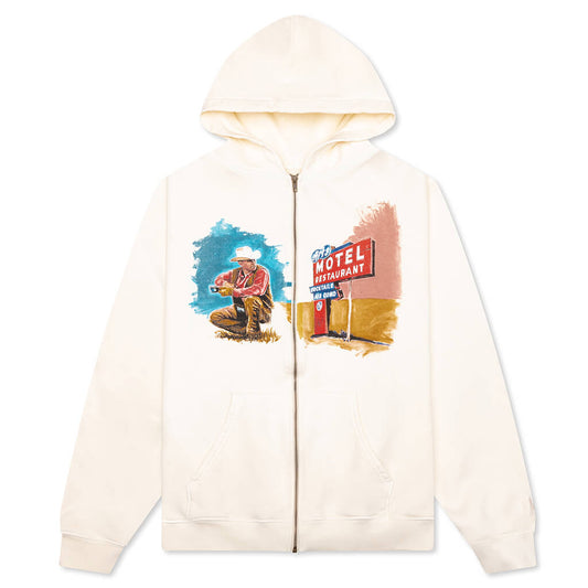 Mornings First Remark Zip Up Hoodie - Bone