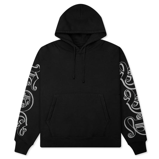 Motif Print Hoodie - Black