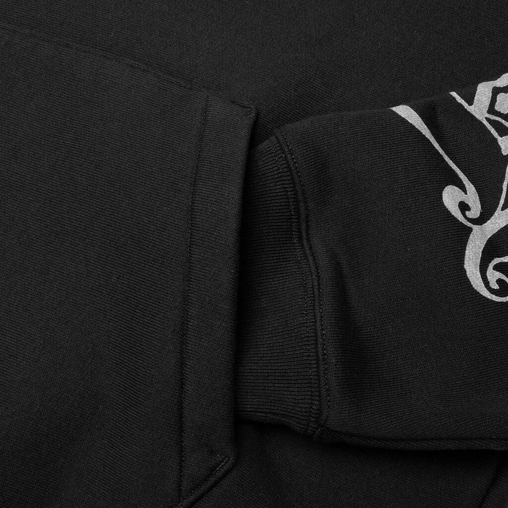 Motif Print Hoodie - Black