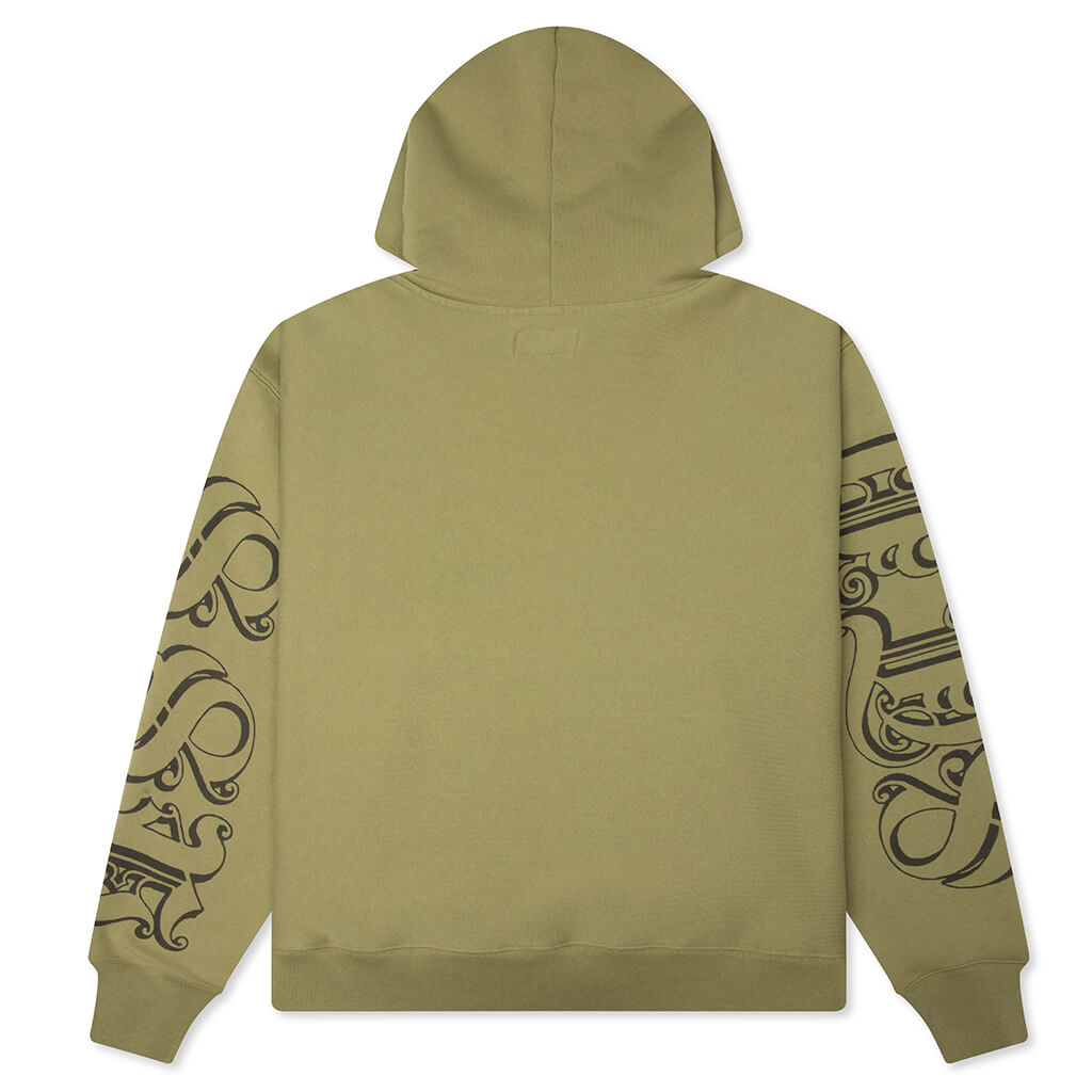 Motif Print Hoodie - Moss