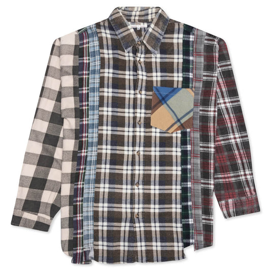 7 Cuts Flannel Shirt - Brown/Blue
