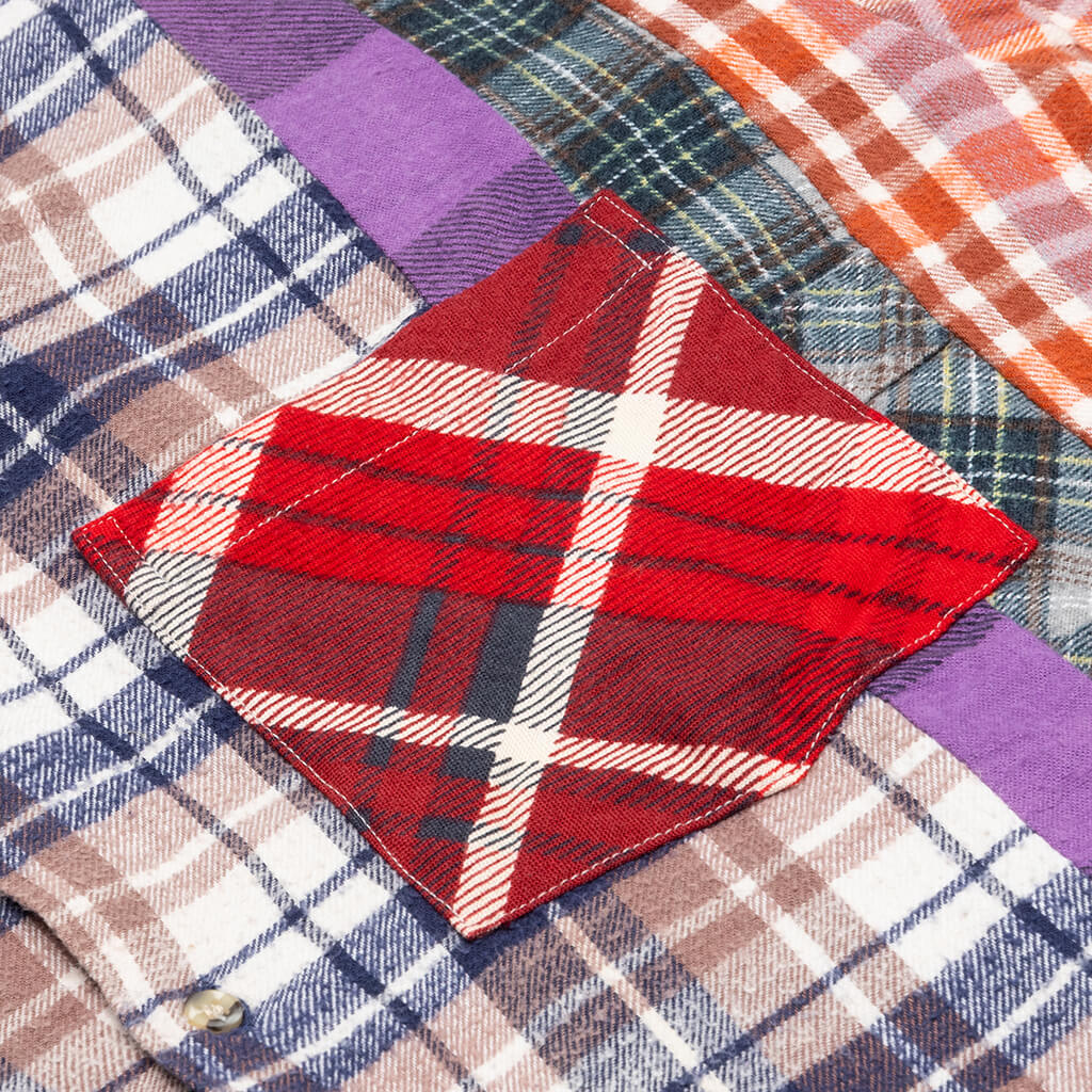7 Cuts Flannel Shirt - Brown/Navy
