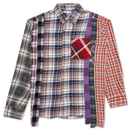 7 Cuts Flannel Shirt - Brown/Navy