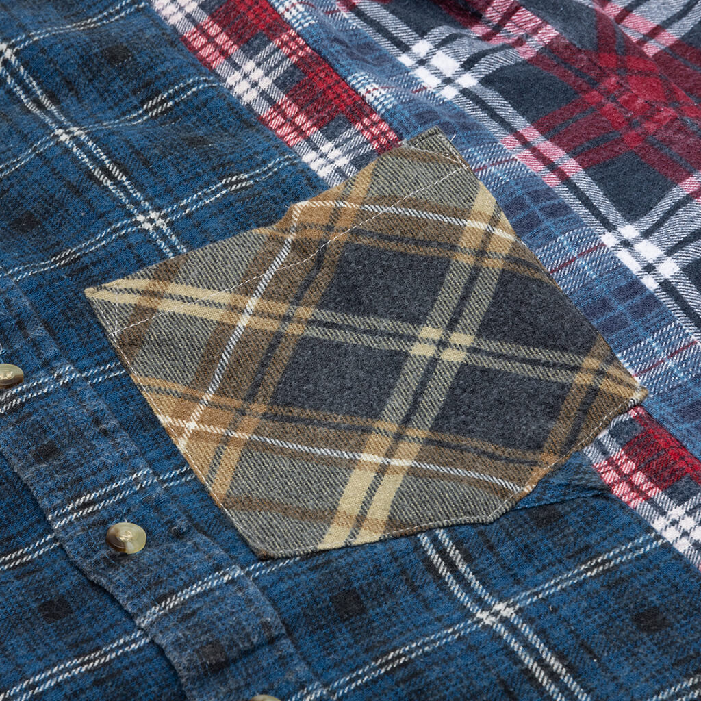 7 Cuts Flannel Shirt - Navy/White