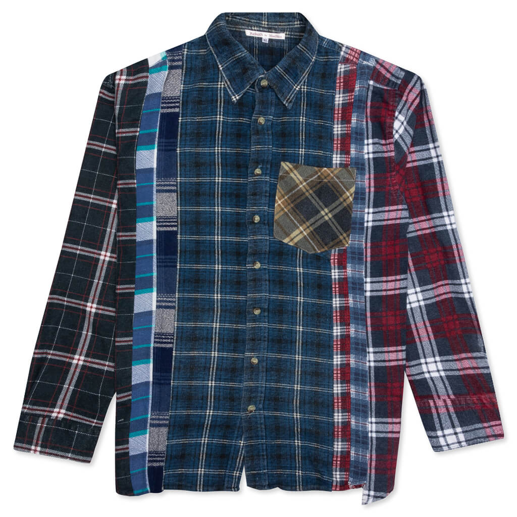 7 Cuts Flannel Shirt - Navy/White