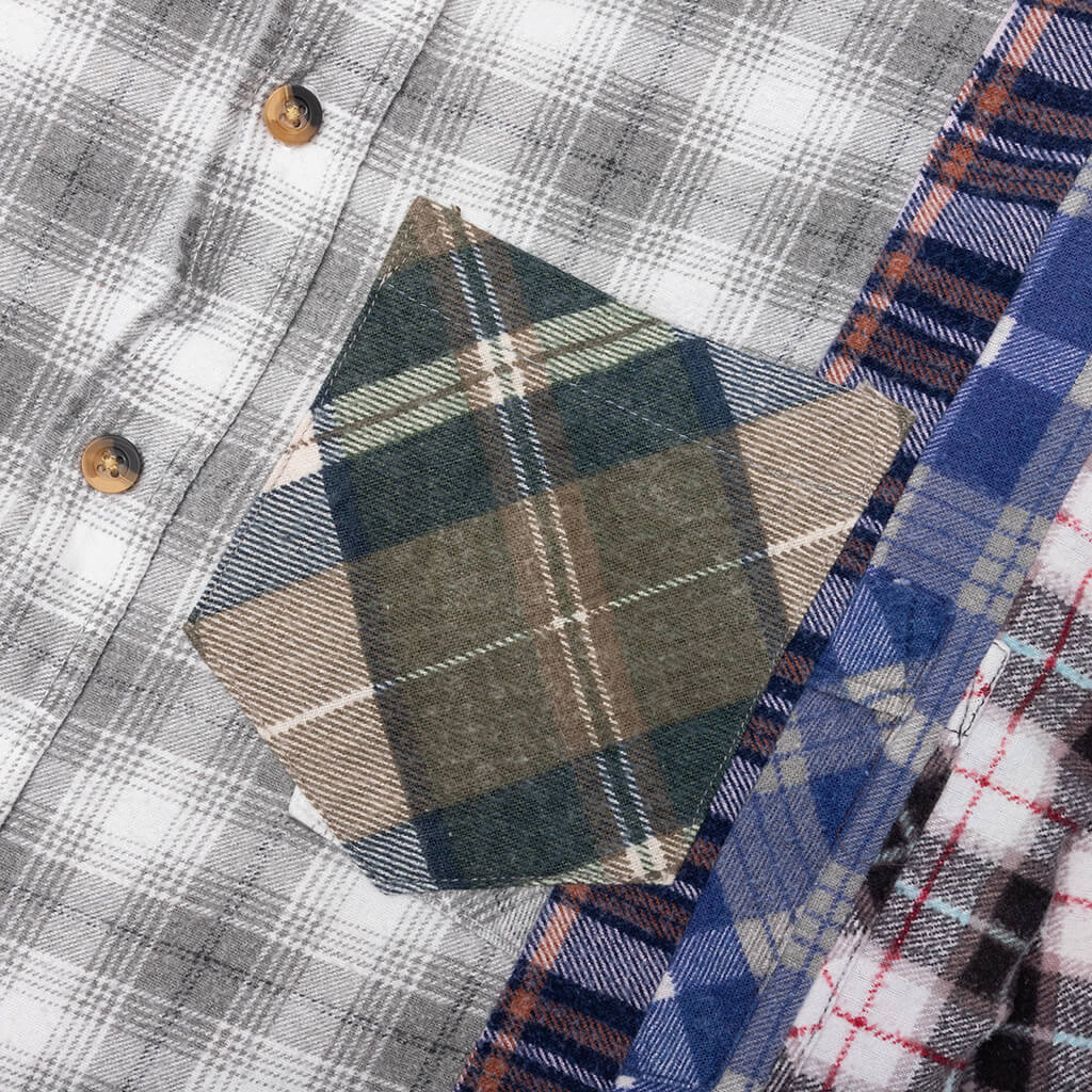 7 Cuts Flannel Shirt - White/Grey