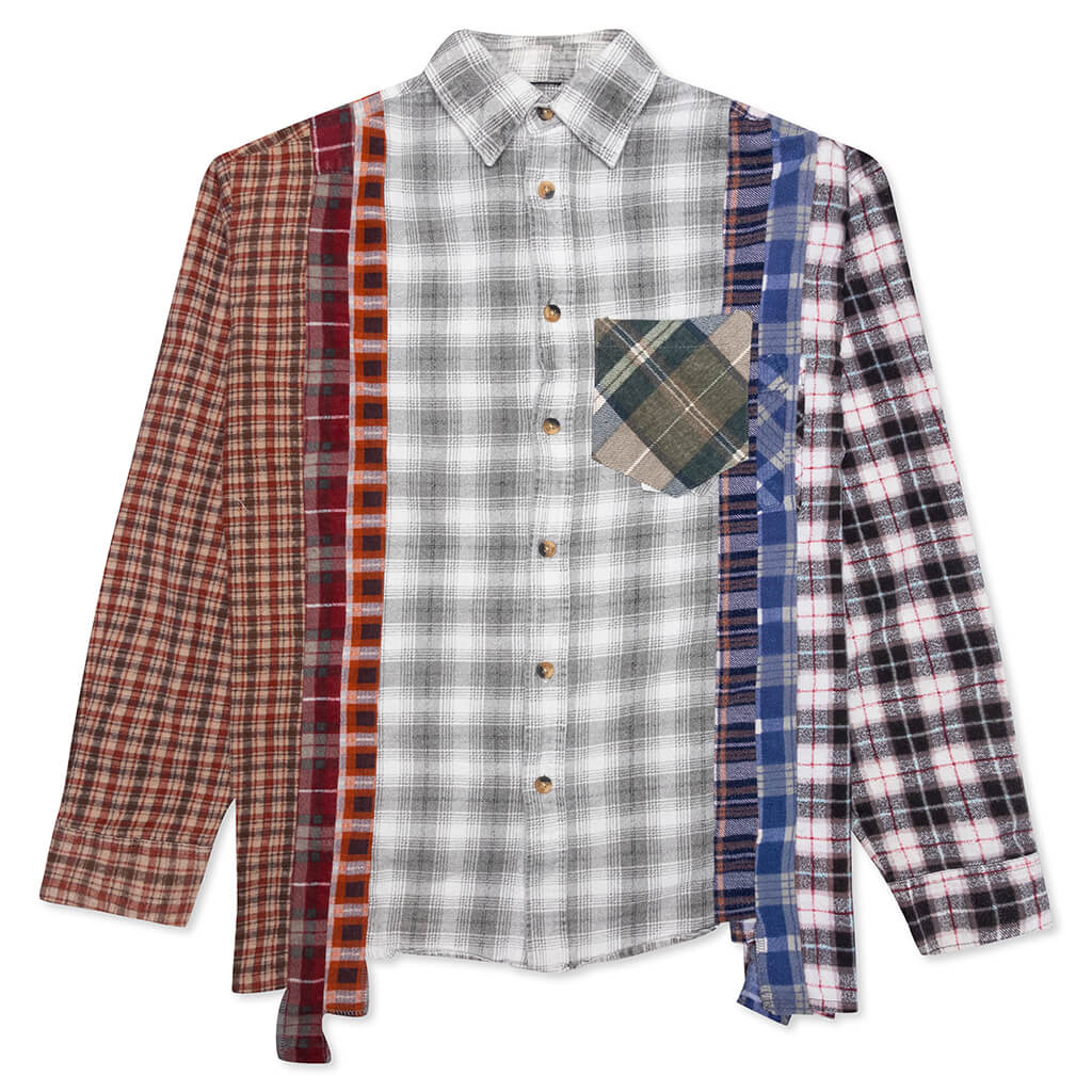 7 Cuts Flannel Shirt - White/Grey