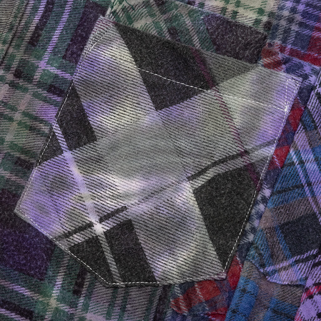 7 Cuts Tie Dye Wide Flannel Shirt - Assorted