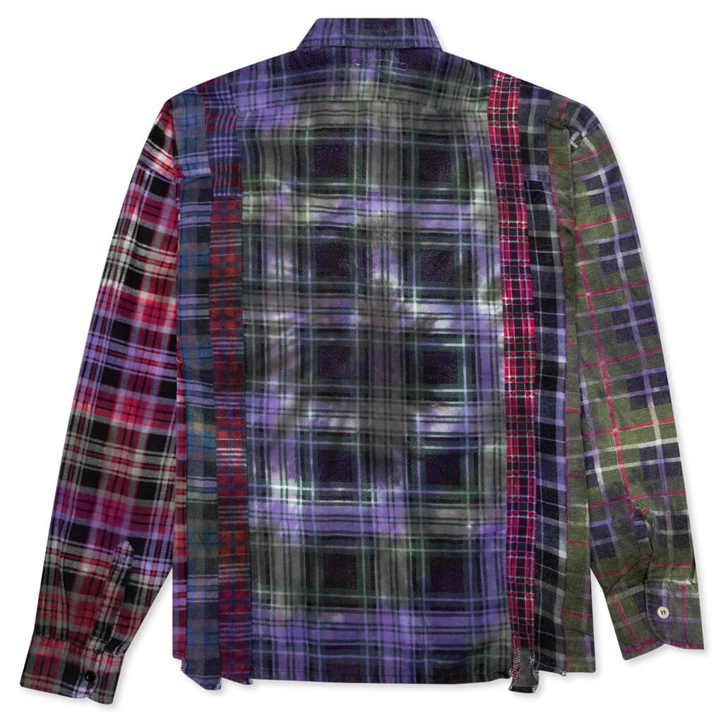 7 Cuts Tie Dye Wide Flannel Shirt - Assorted