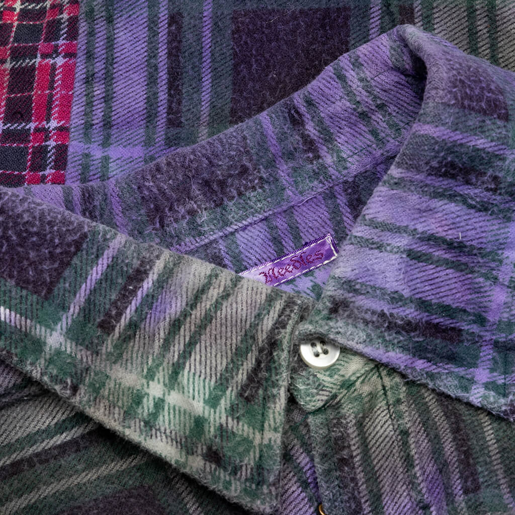 7 Cuts Tie Dye Wide Flannel Shirt - Assorted