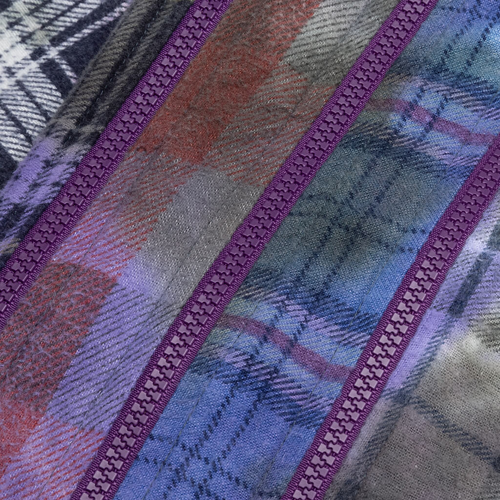 7 Cuts Tie Dye Zipped Wide Flannel Shirt - Assorted
