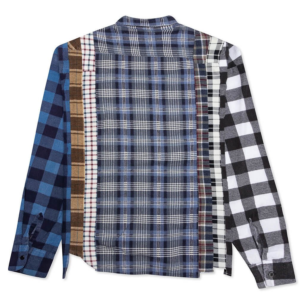 7 Cuts Wide Flannel Shirt - Blue/White