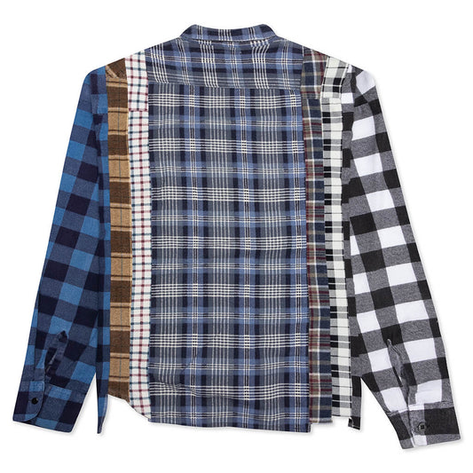 7 Cuts Wide Flannel Shirt - Blue/White