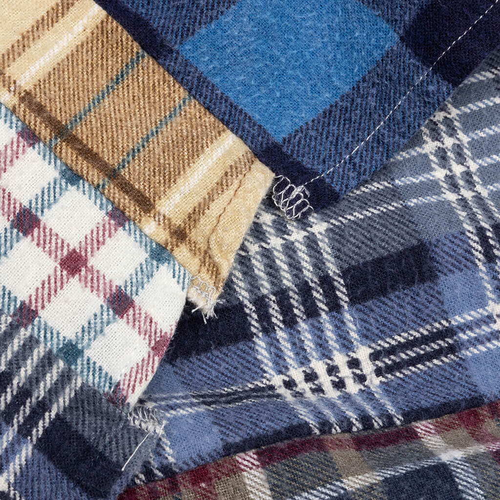 7 Cuts Wide Flannel Shirt - Blue/White