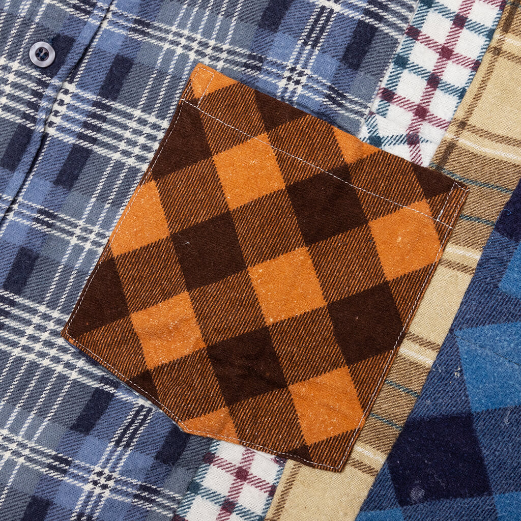 7 Cuts Wide Flannel Shirt - Blue/White