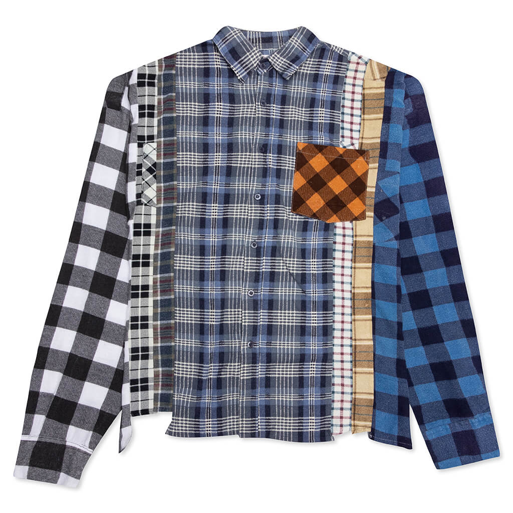 7 Cuts Wide Flannel Shirt - Blue/White