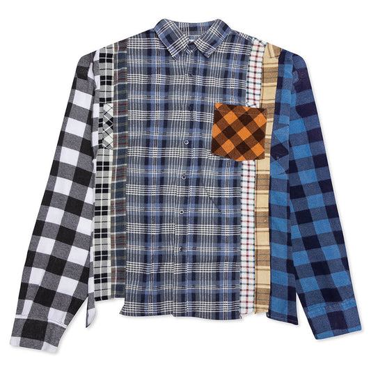 7 Cuts Wide Flannel Shirt - Blue/White