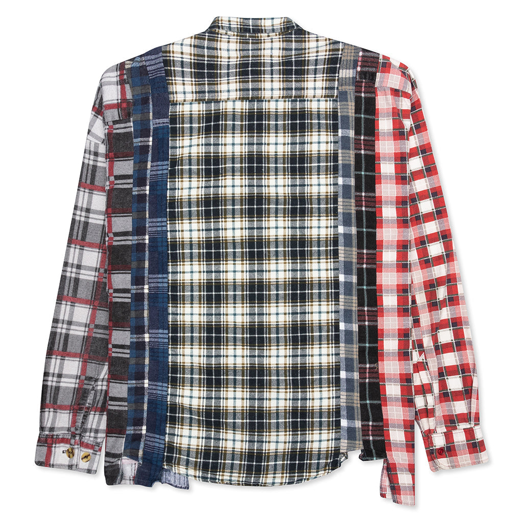 7 Cuts Wide Flannel Shirt - Cyan/Black