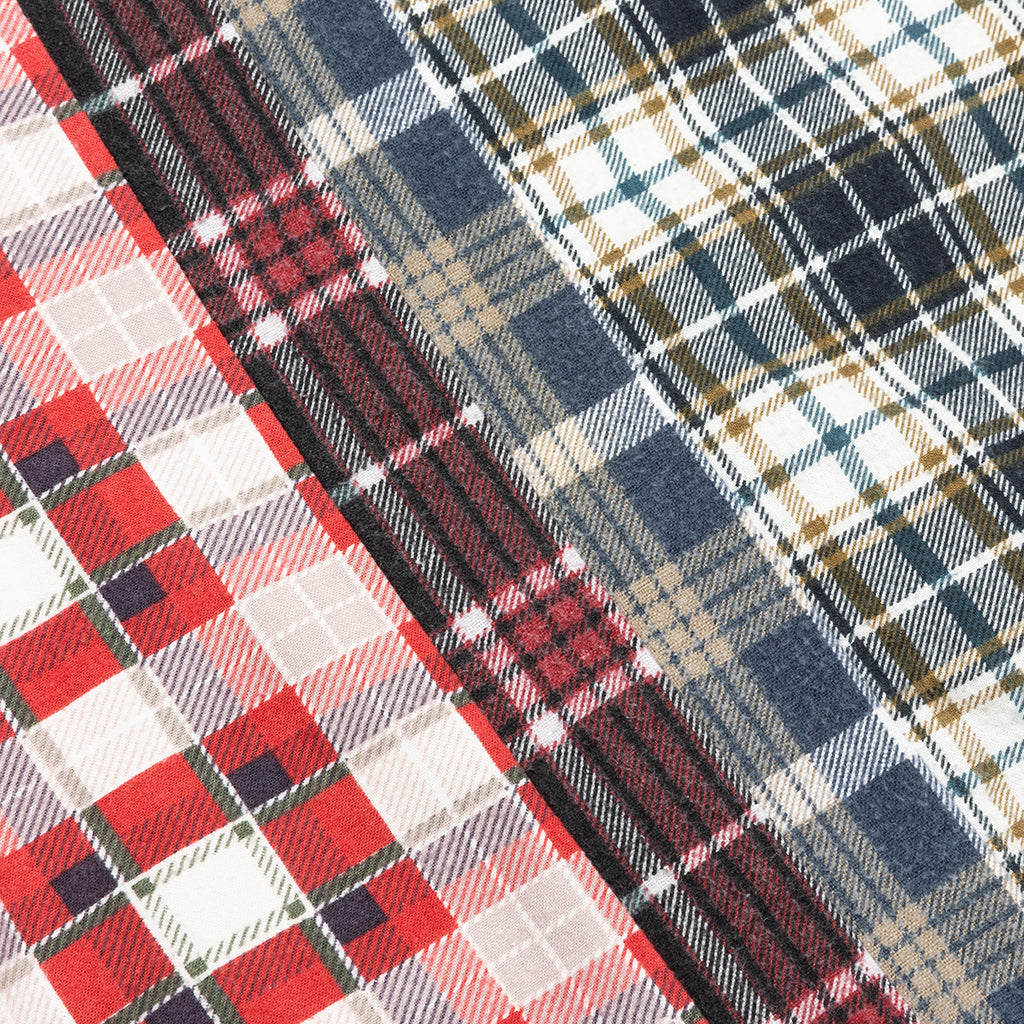 7 Cuts Wide Flannel Shirt - Cyan/Black