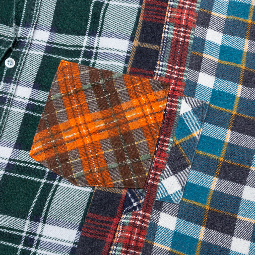 7 Cuts Wide Flannel Shirt - Orange/Grey