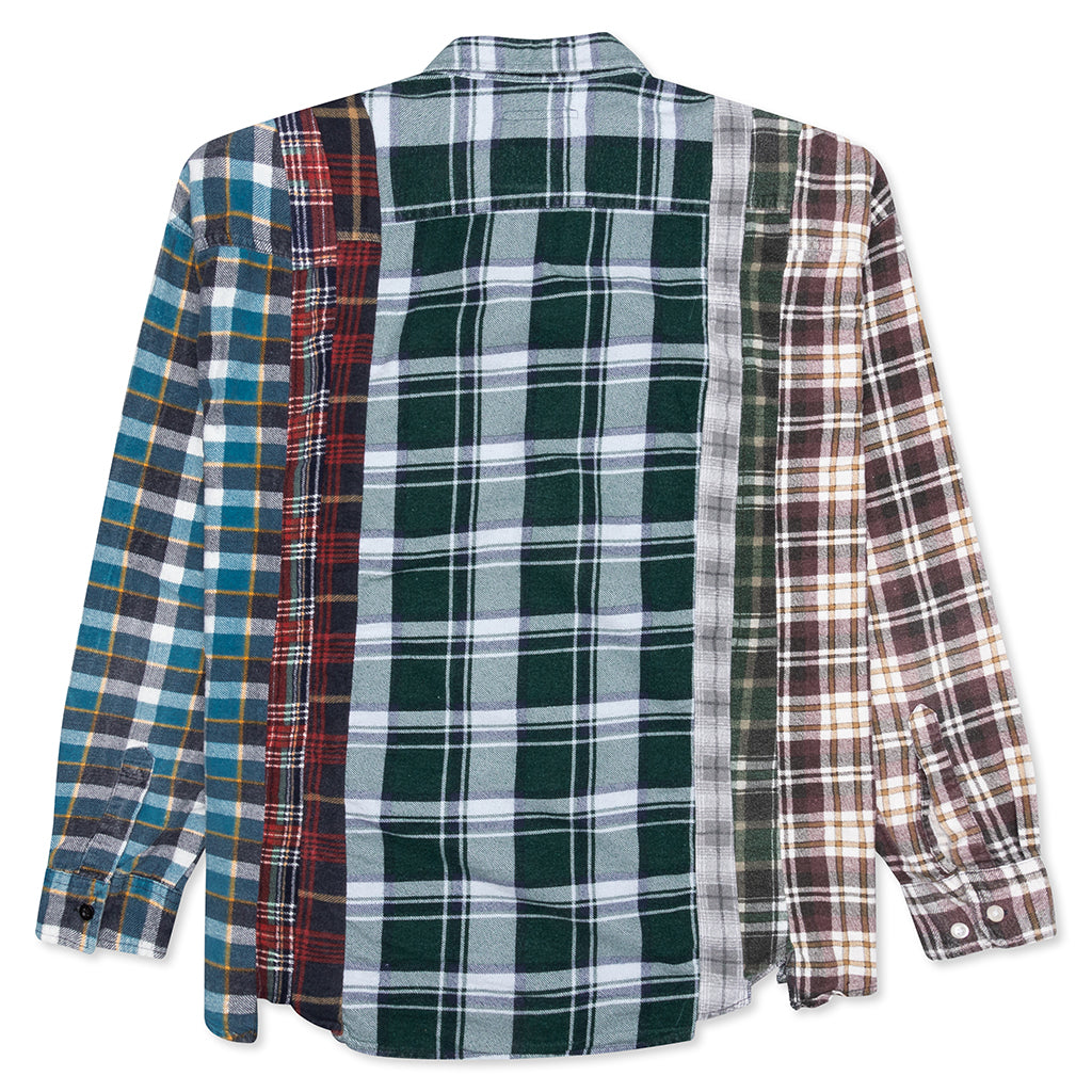 7 Cuts Wide Flannel Shirt - Orange/Grey