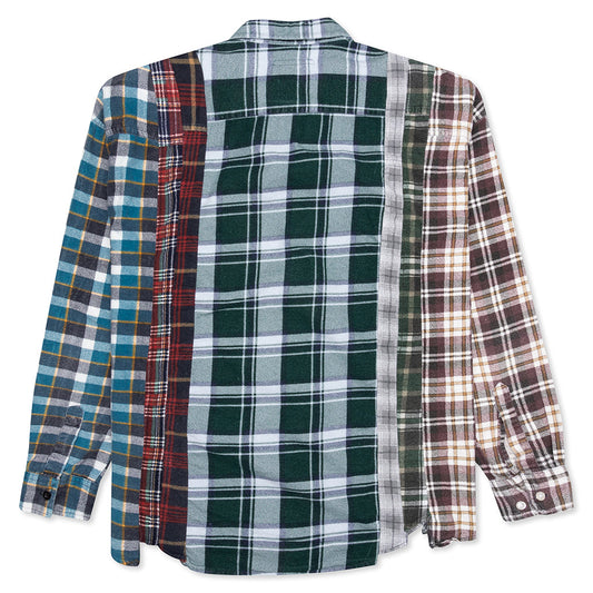 7 Cuts Wide Flannel Shirt - Orange/Grey
