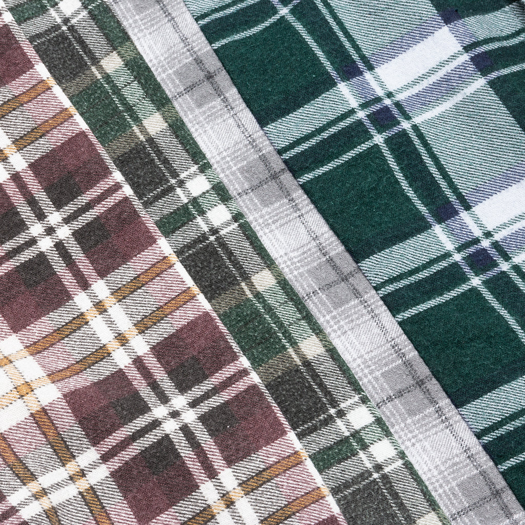 7 Cuts Wide Flannel Shirt - Orange/Grey