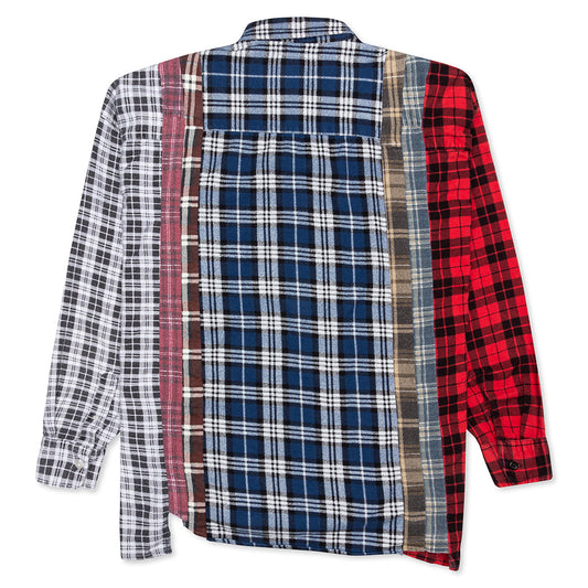 7 Cuts Wide Flannel Shirt - Red/Multi