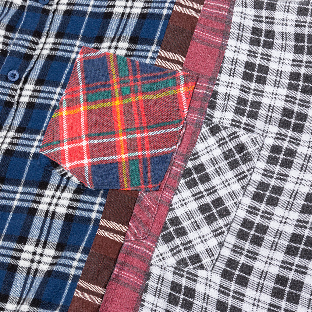 7 Cuts Wide Flannel Shirt - Red/Multi