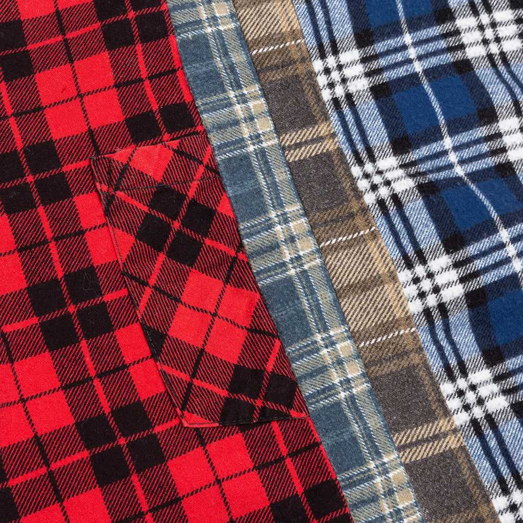 7 Cuts Wide Flannel Shirt - Red/Multi