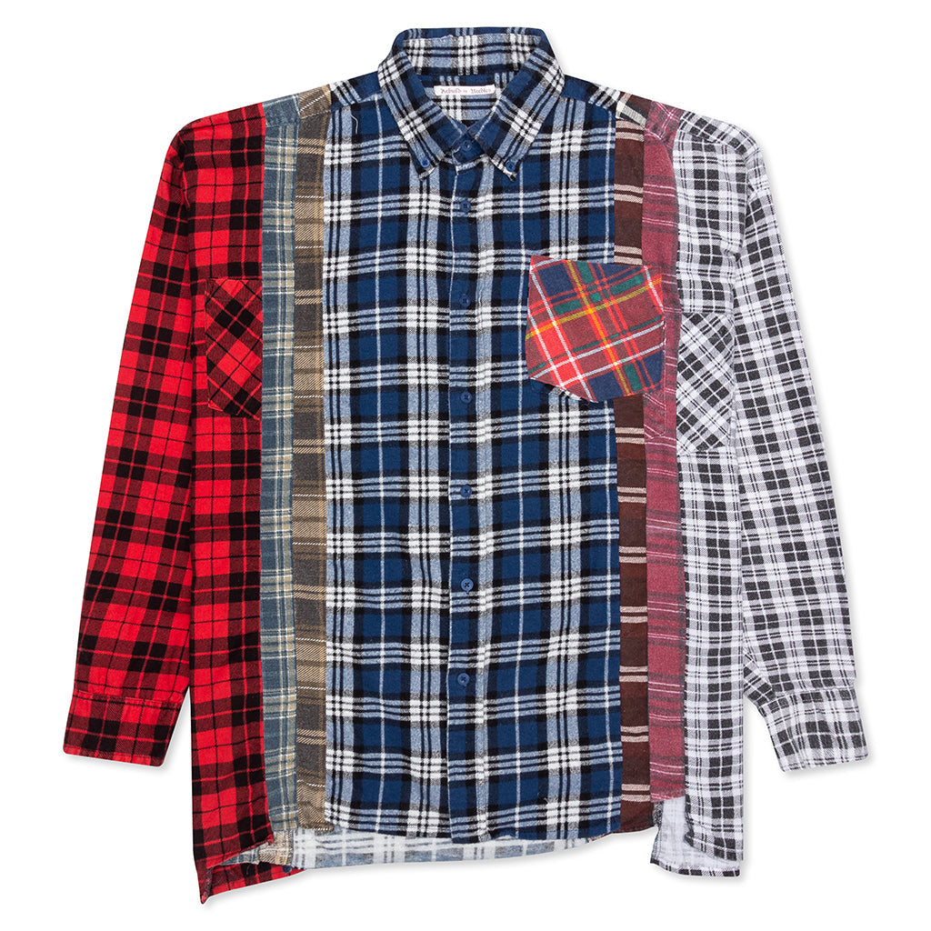 7 Cuts Wide Flannel Shirt - Red/Multi