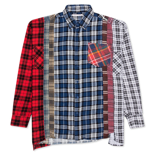 7 Cuts Wide Flannel Shirt - Red/Multi