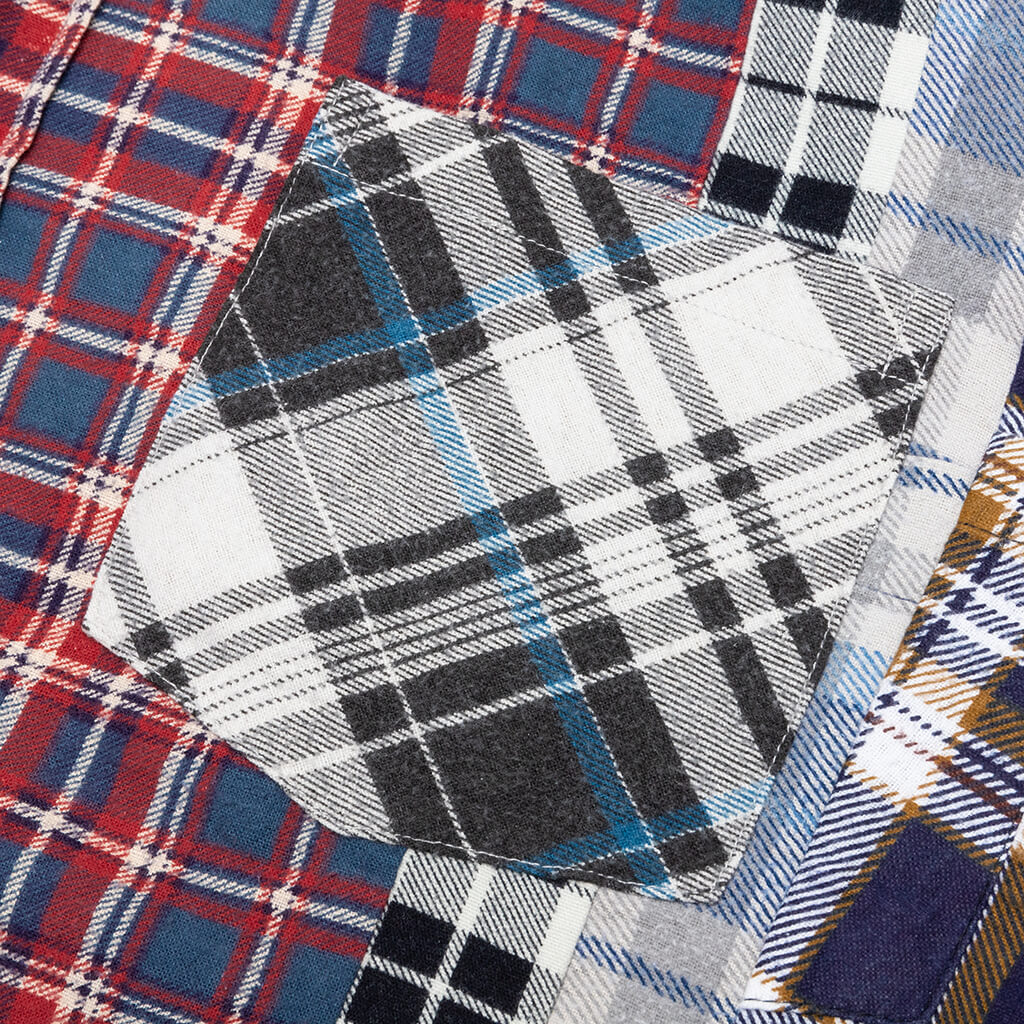 7 Cuts Wide Flannel Shirt - Red/Navy
