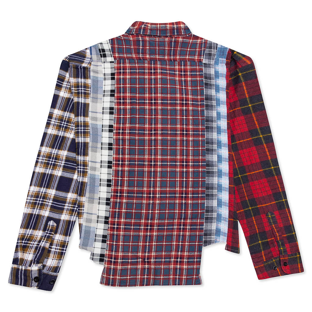 7 Cuts Wide Flannel Shirt - Red/Navy