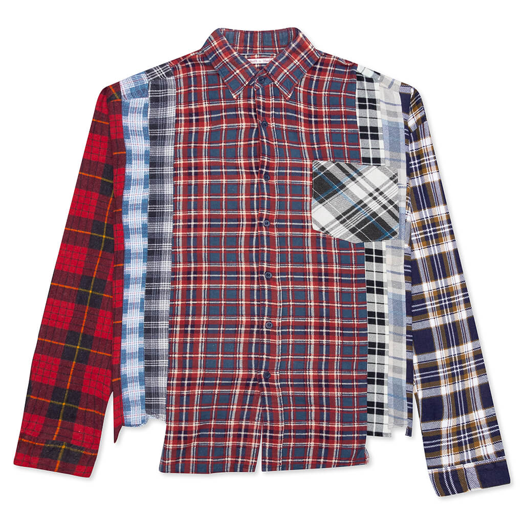 7 Cuts Wide Flannel Shirt - Red/Navy
