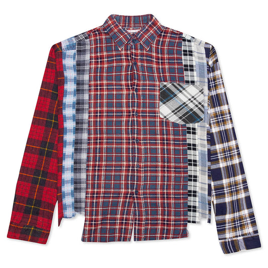 7 Cuts Wide Flannel Shirt - Red/Navy