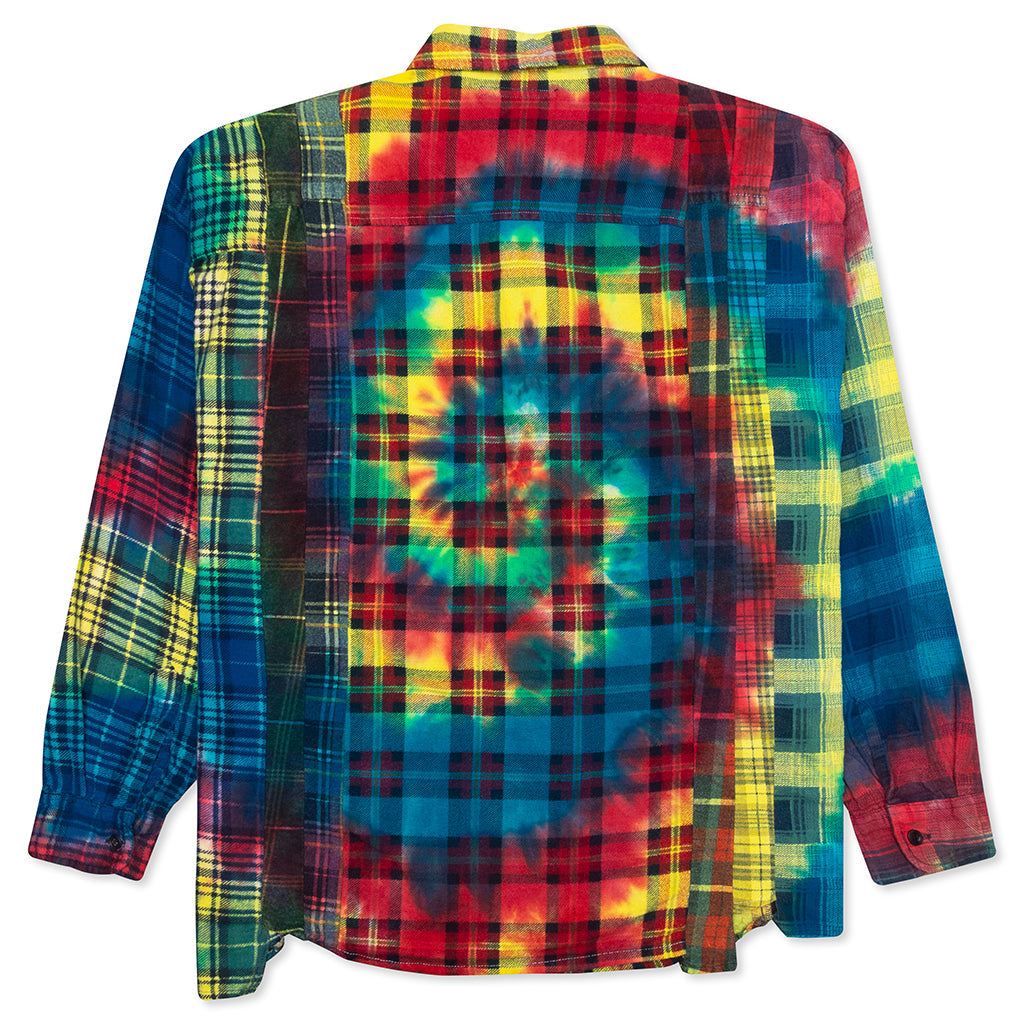 7 Cuts Wide Flannel Shirt - Tie Dye