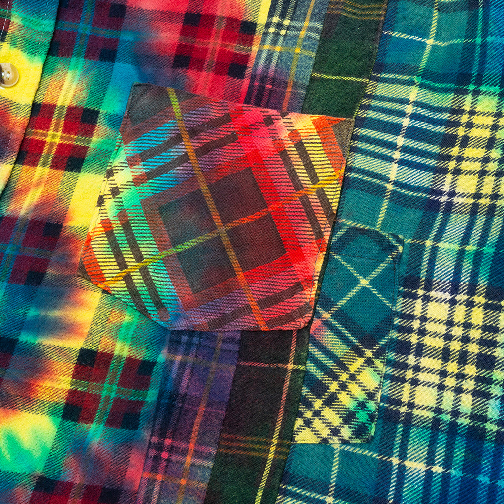 7 Cuts Wide Flannel Shirt - Tie Dye
