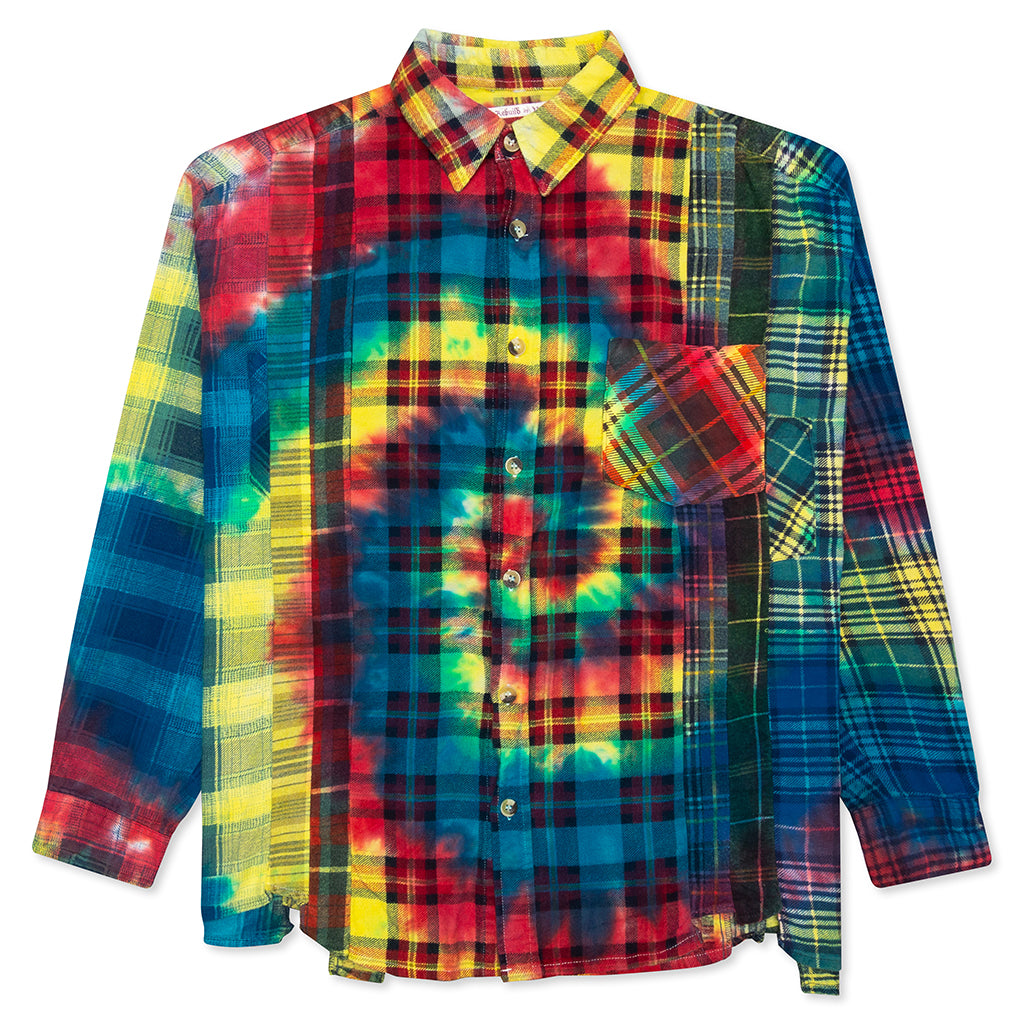 7 Cuts Wide Flannel Shirt - Tie Dye